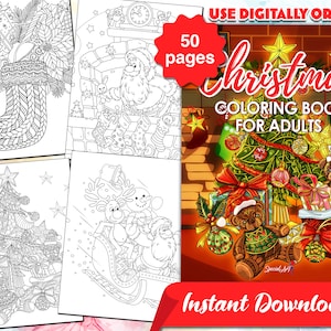 Christmas: An Adult Coloring Book with 50 Beautiful Coloring Pages to enjoy the Magic of Christmas (Printable PDF / Instant Download)