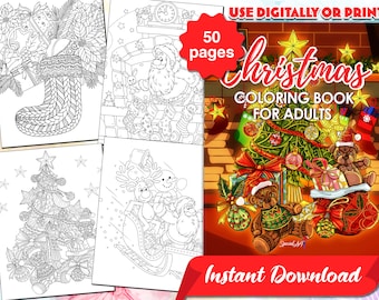 Christmas Coloring Book: 50 Festive Designs for Adults (Printable PDF)