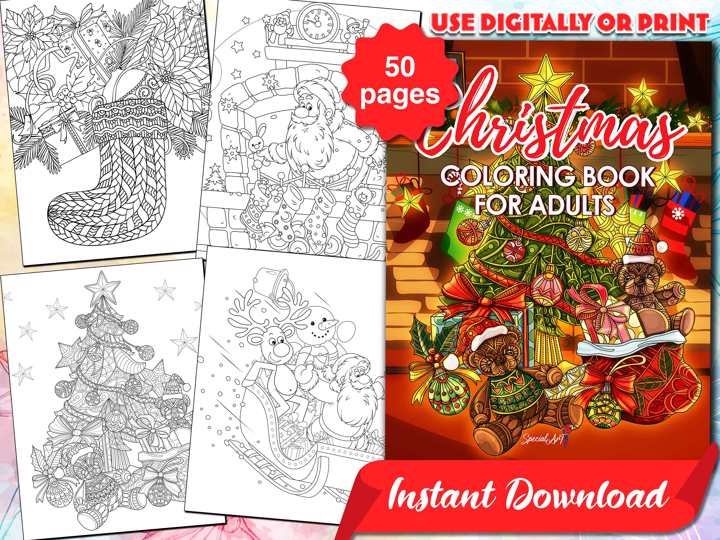 Country Winter Adult Coloring Book: Large Print 50+ Pages Coloring Book, A  Christmas and Winter Coloring Pages For Adults.