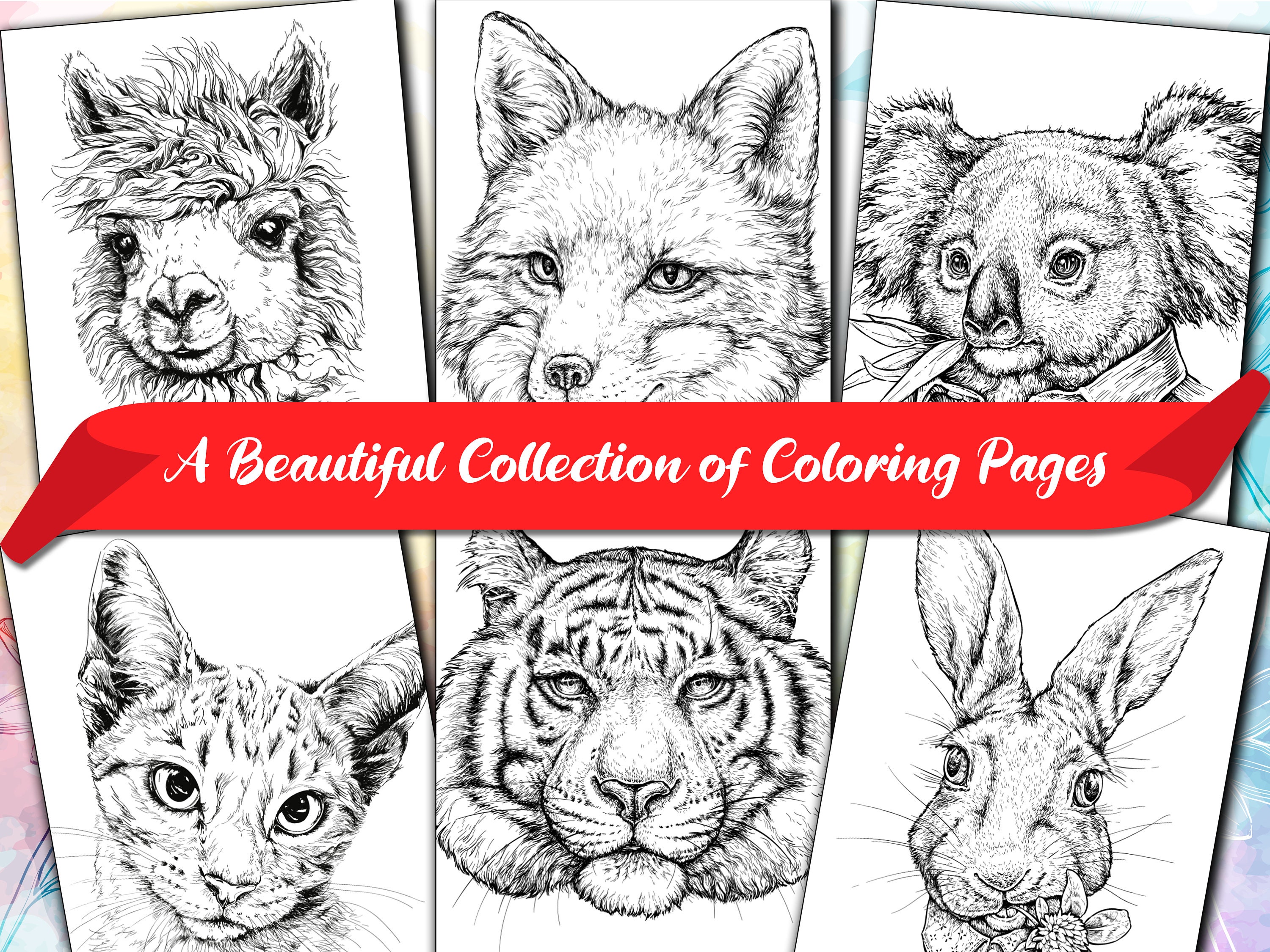 Realistic Animals: an Adult Coloring Book With a High Quality Coloring  Pages of Animals printable PDF / Instant Download 