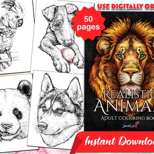 Realistic Animals: An Adult Coloring Book with a high quality Coloring Pages of Animals (Printable PDF / Instant Download)