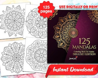 125 Mandala Coloring Pages: Relaxing Adult Coloring Book (Printable PDF)