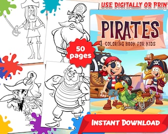 Pirate Coloring Book: 50 Cute Coloring Pages for Kids (Printable PDF)