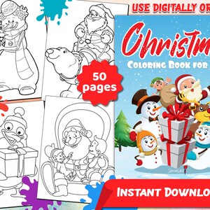 Christmas: A Coloring Book with 60 Coloring Pages for Kids Ages 4-8 to enjoy the Magic of Christmas (Printable PDF / Instant Download)