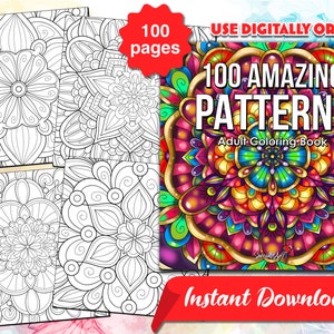  Amazing Patterns: Adult Coloring Book, Stress