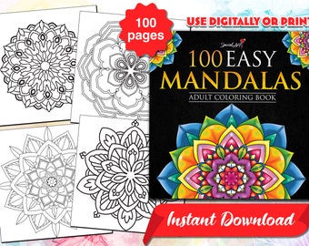 100 Magnificent Mandalas: an Adult Coloring Book With More Than 100 Mandala  Coloring Pages printable PDF / Instant Download 