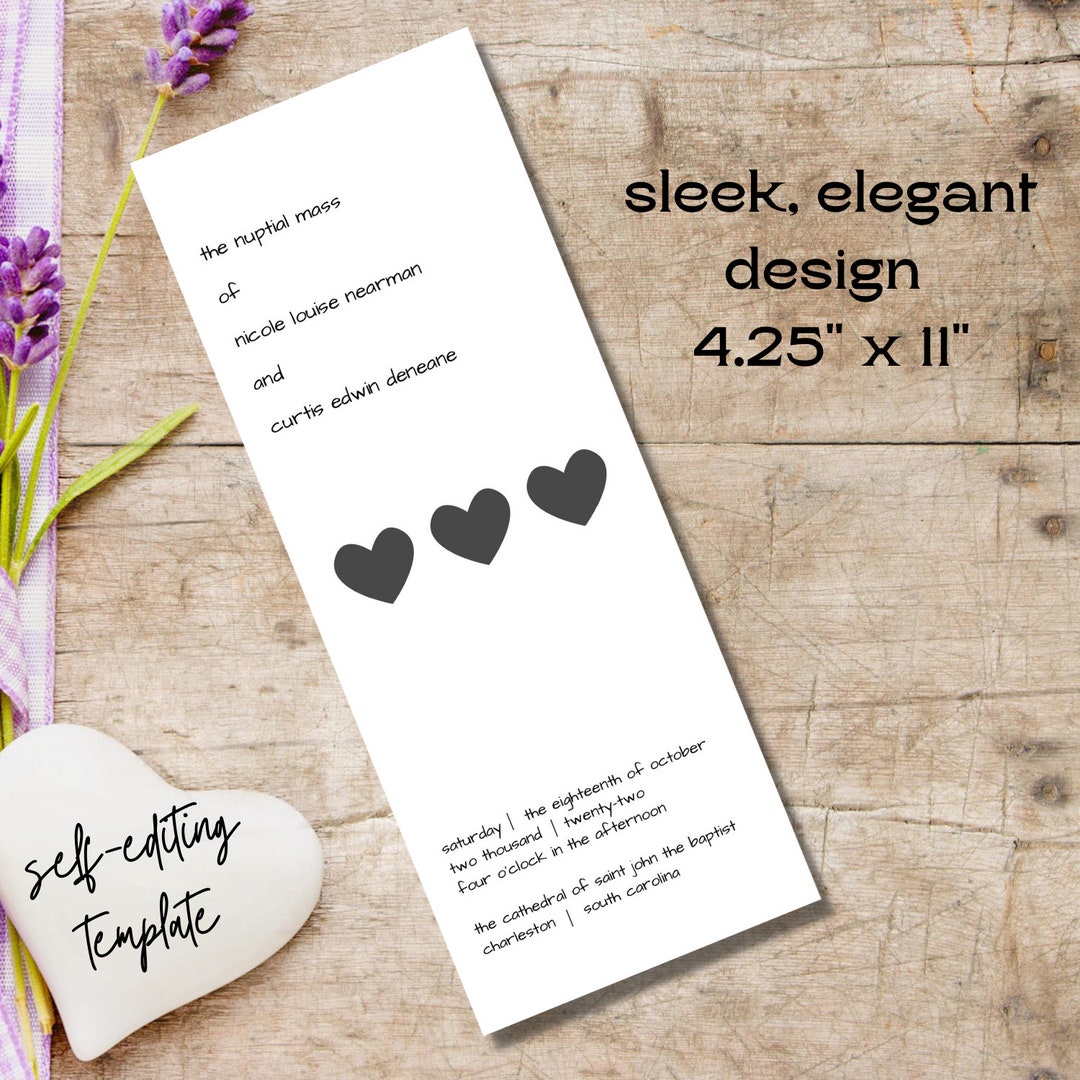 Traditional Printable Catholic Wedding Mass Program Template - Etsy