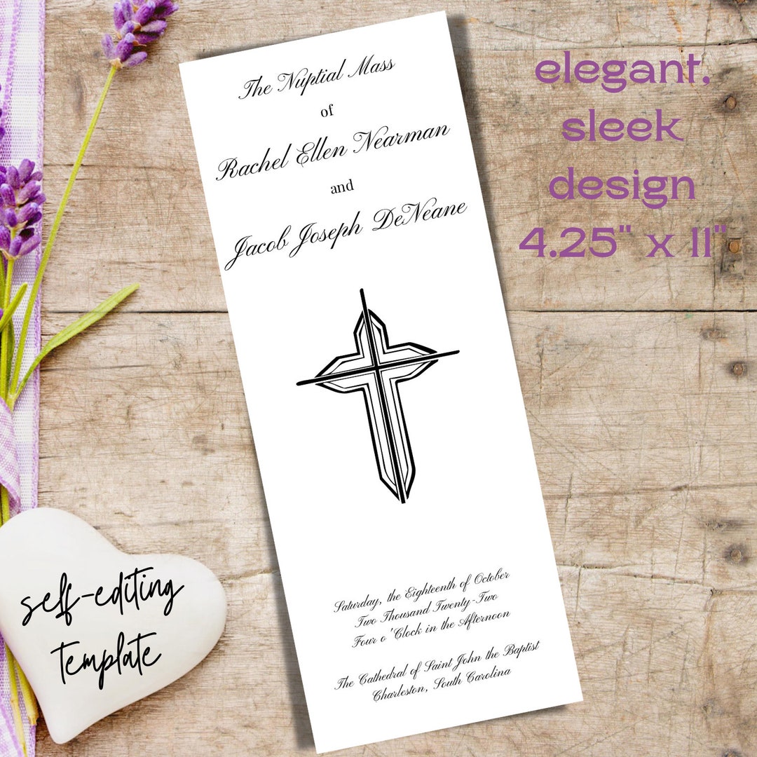 Traditional Printable Catholic Wedding Mass Program Template - Etsy