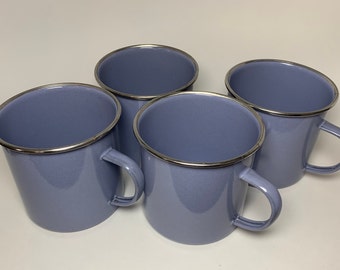 Pottery Barn Tin Enameled Mugs, set of 4