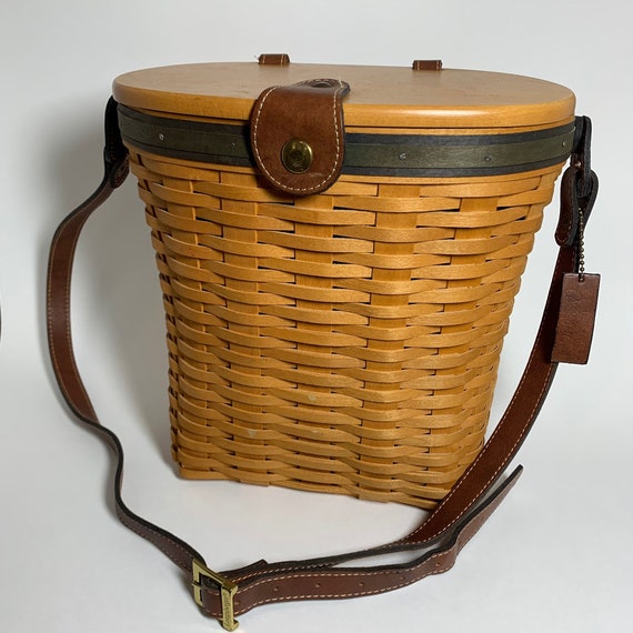 Vintage Longaberger Lined Saddlebrook basket with… - image 1