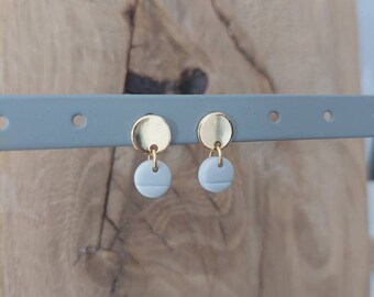 Ear studs, delicate light grey-gold, stainless steel