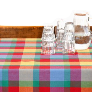 wunderschöne farbenfrohe Jaquard Tischdecke mit gewebtem Karo , aus einer reinen Baumwolle in verschiedenen Massen,multiclour tablecloth Bild 2
