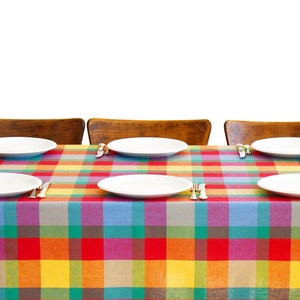 wunderschöne farbenfrohe Jaquard Tischdecke mit gewebtem Karo , aus einer reinen Baumwolle in verschiedenen Massen,multiclour tablecloth Bild 3
