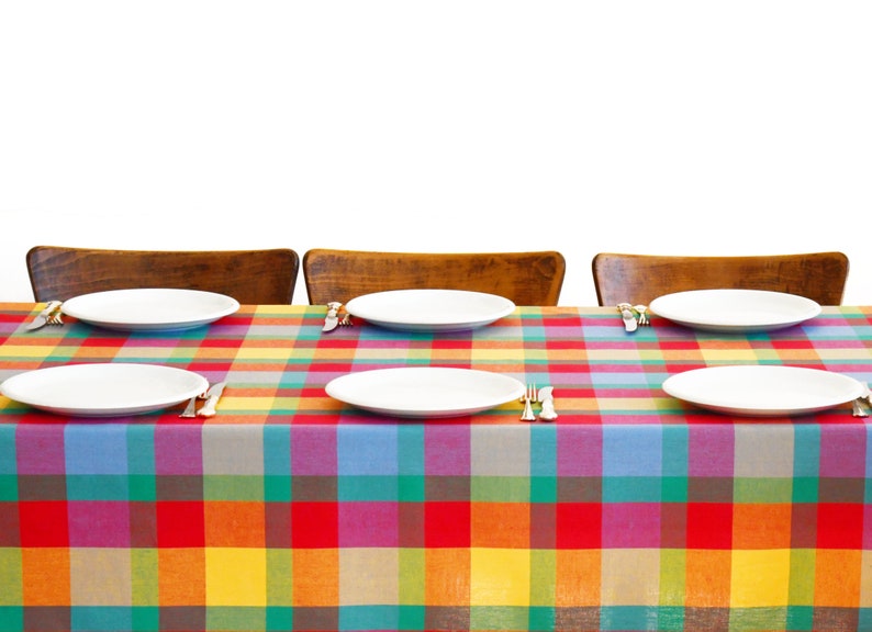 wunderschöne farbenfrohe Jaquard Tischdecke mit gewebtem Karo , aus einer reinen Baumwolle in verschiedenen Massen,multiclour tablecloth Bild 3