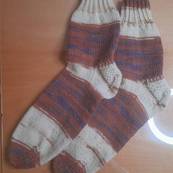 Chaussettes tricotées chaussettes en laine 40 marron beige DIY fait main qualité laine qualitative Regia Schachenmayr Opal Lana Gross laine bout à bout 75% laine vierge