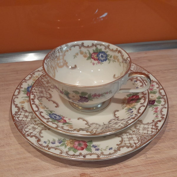 Rosenthal Elfenbein Sammelgedeck 50er 60er Jahre original vintage mid century Sammeltasse gold Dekor Muster Blümchen floral