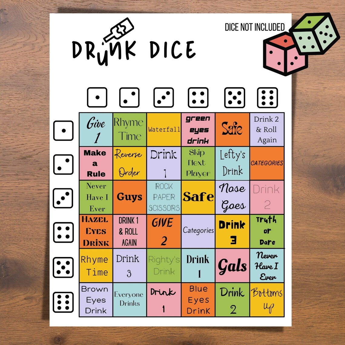 Drunk Dice Drinking Game Great For Pre games Parties Bachelorette 