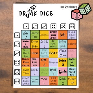 Drunk Dice drinking game great for pre-games, parties, bachelorette parties available as a digital download image 2