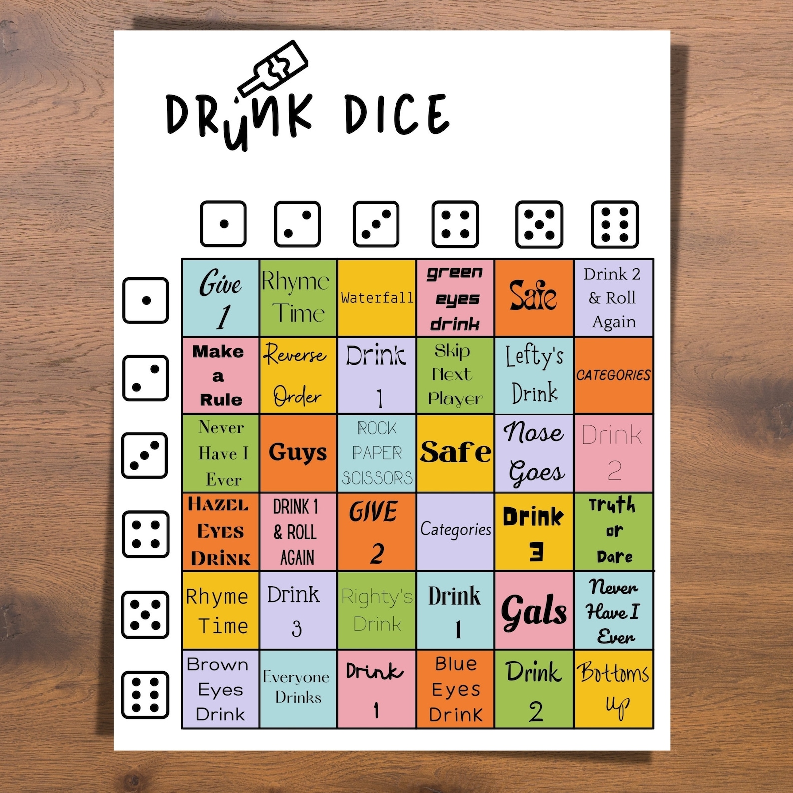 Drunk Dice Drinking Game Great for Pregames, Parties, Bachelorette
