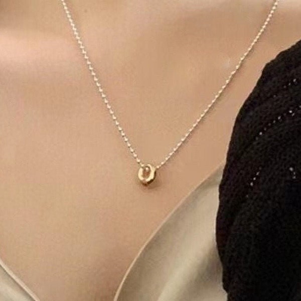 Luxury 18ct Gold Vermeil Ball Chain | Silver Ball Chain Necklace | Gold Circle Charm | Silver and 18ct Gold | Gift for Her