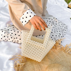 Pearl Handbag | Beaded Handbag | Summer Handbag | Faux Pearl Beads | Wedding Bag | Gift for Her
