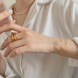 Gold Open Ring | Chic Sterling Silver 925 Open Ring | Gold Adjustable Ring | Chunky Open Ring | Gold Stacking Ring | Gift For Her