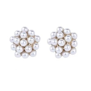 Pearl Cluster Earrings Pearl Cluster Stud Earrings Beaded Studs Silver Ear Post Wedding Stud Earrings Gift for Her image 3