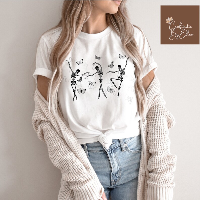 Best Seller Dancing Skeletons with Butterflies T Shirt image 1