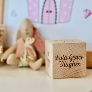 Personalised Baby Block, New baby gift, Wooden block with birth details, Baby Name keepsake