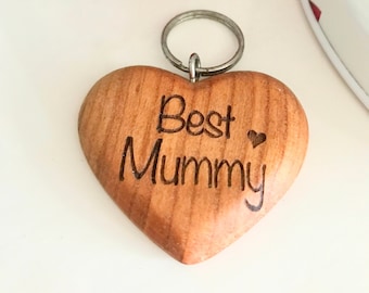 Personalised wooden keyring, Best Mummy, Mothers Day Present, New mum Gift