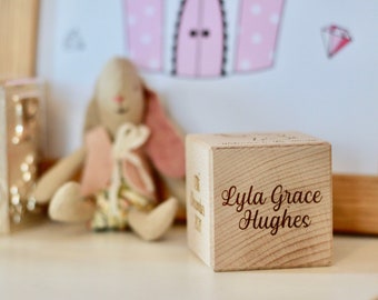 Personalised Baby Block, New baby gift, Wooden block with birth details, Baby Name keepsake