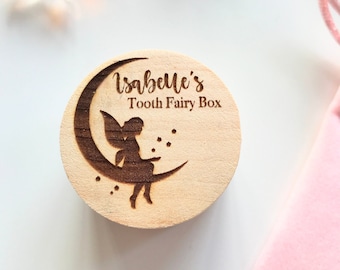 Tooth Fairy Box - Personalised Baby Gift Tooth Pot - Keepsake - My First Tooth - Wooden Trinket - Engraved
