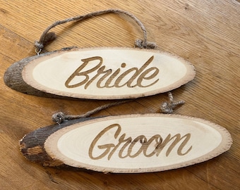 Bride and Groom hanging sign - Chair Hangers - Just Married - Rustic Wooden Sign - Wedding Signs - Mr and Mrs sign - Mrs and Mrs - Mr and Mr