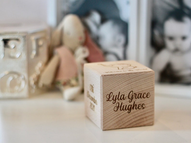 Personalised Baby Block, New baby gift, Wooden block with birth details, Baby Name keepsake image 5