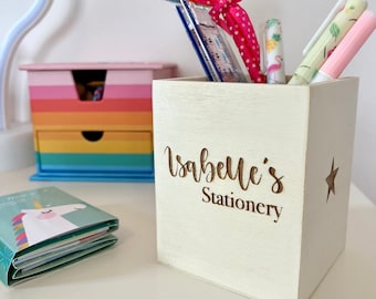 Personalised wooden pencil pot desk tidy - Stationery - Pen Pot - Desk organise - Teacher gift