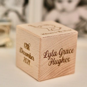 Personalised Baby Block, New baby gift, Wooden block with birth details, Baby Name keepsake image 2