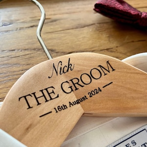Personalised Wedding Hanger - Grooms Suit Hanger - Page Boy - Engraved - Coat Hanger - Ushers - Best Man - Special Occasion - FSC