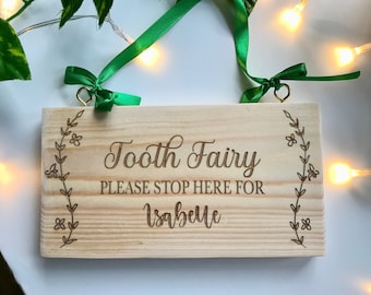 Tooth Fairy - Personalised Baby Teeth Sign - Keepsake - My First Tooth - Wooden
