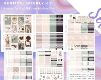 Self-Care | Printable Weekly Planner Sticker Kit | Vertical Layout  | Silhouette Cut Files | Relaxing Beauty