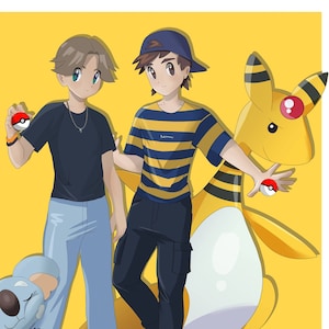 Pokemon Trainer Custom Portrait / Pokemon Fan Cadeau