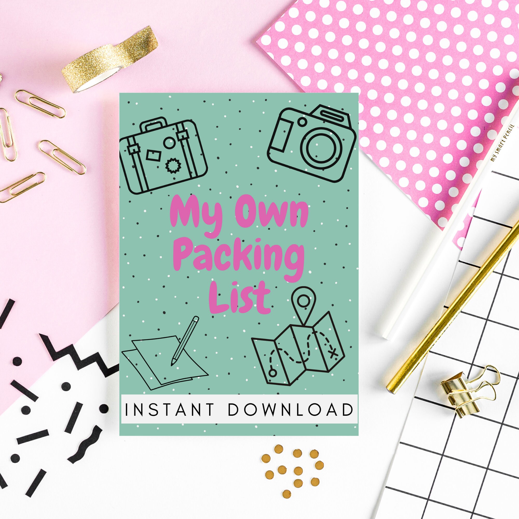 Home Décor Wall Décor Girls Suitcase Packing List for Travel and ...