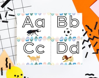Preschool Alphabet Flash Cards Digital Printable for Kids | ABC Printable Flash Cards | Montessori Homeschool Alphabet Cards