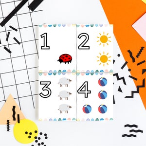 Preschool Numbers 1-20 Printable Flash Cards Digital Printables for Kids | Homeschool Montessori Preschool Kindergarten Prep