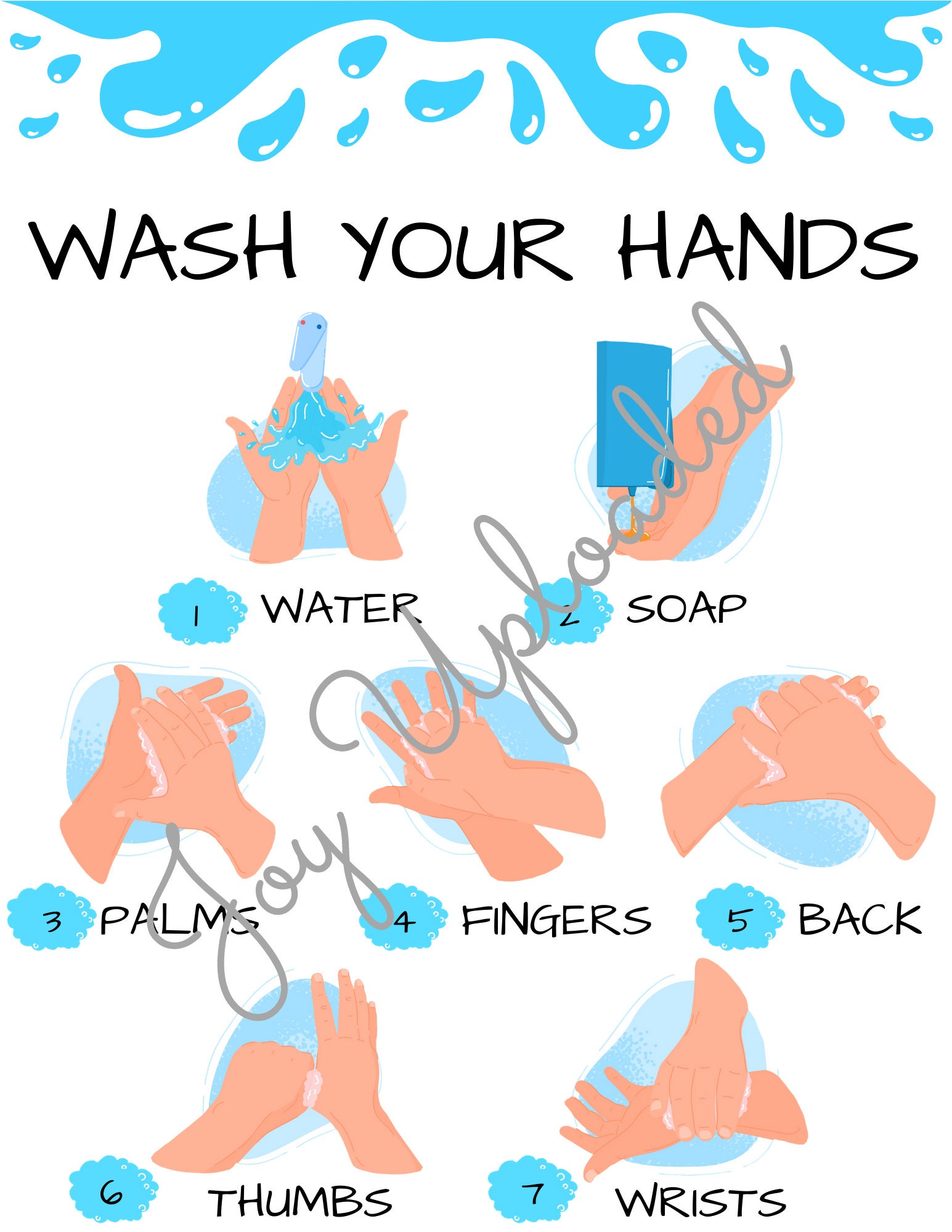 Hand Hygiene Digital Printable Wash Your Hands Instructions Etsy España