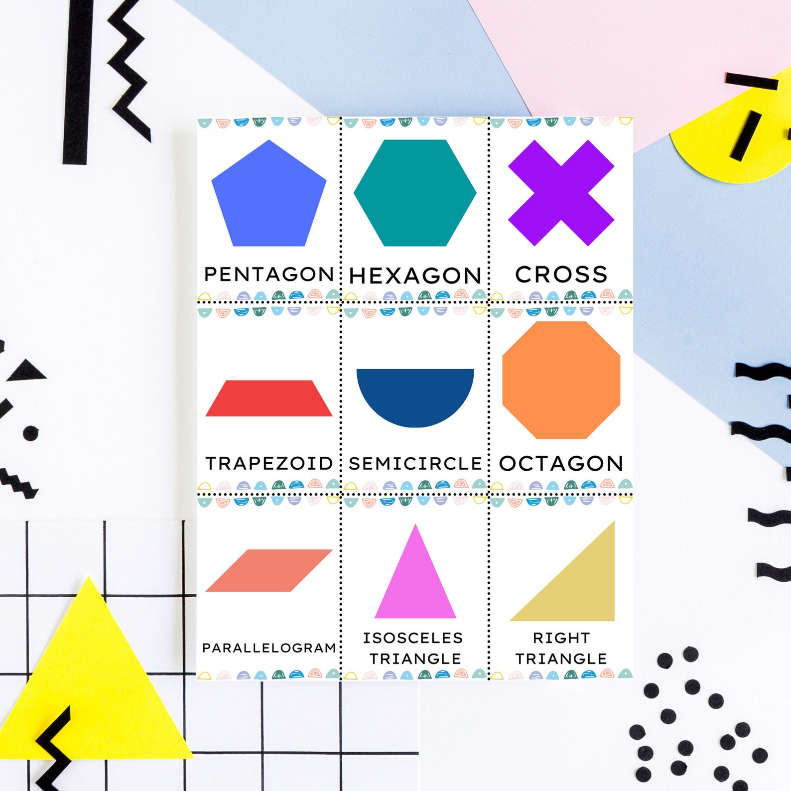 Preschool Shapes Printable Flash Cards Digital Printables for - Etsy