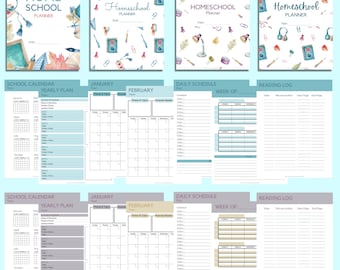 Planificador de educación en el hogar imprimible / Paquete de planificador de educación en el hogar de descarga digital 8.5x11
