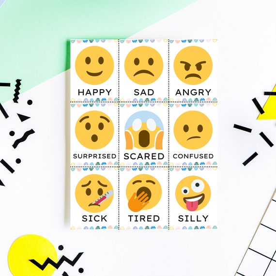 Preschool Emotions Flash Card Digital Printable for Kids | Etsy