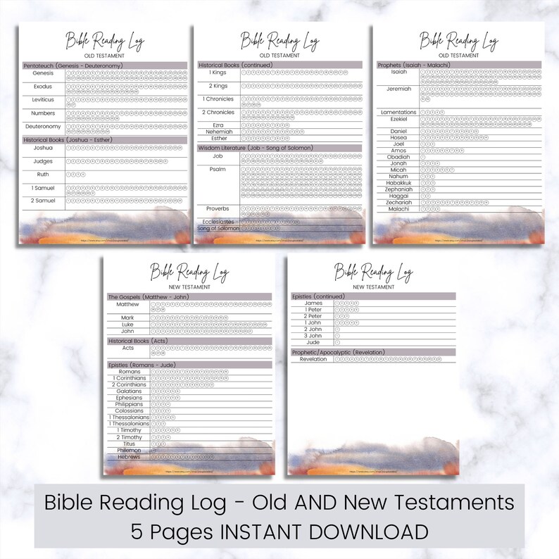 Bible Reading Log Printable 8.5x11 Printable Bible Reading Tracker - Etsy