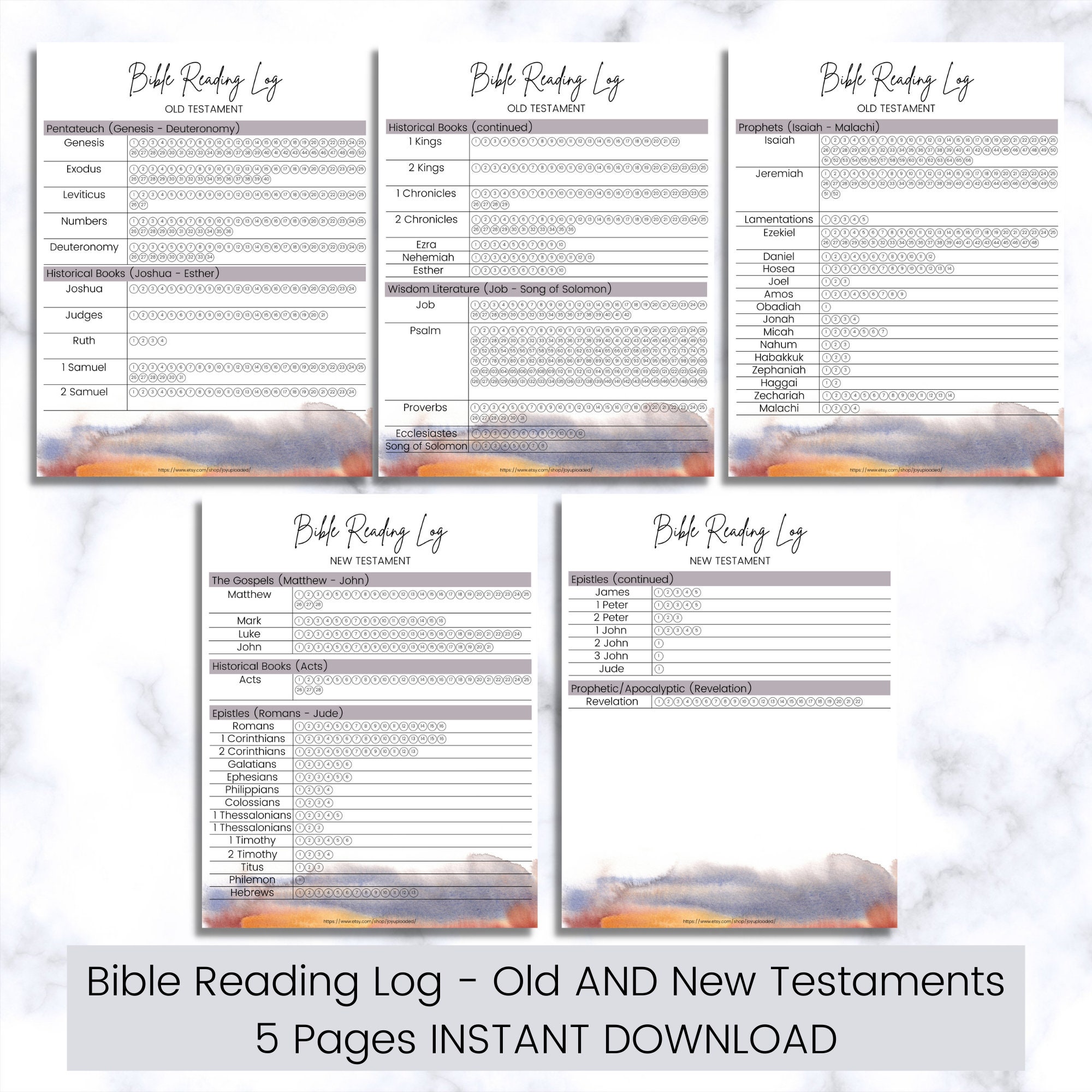 Bible Reading Log Printable 8.5x11 Printable Bible Reading Tracker - Etsy