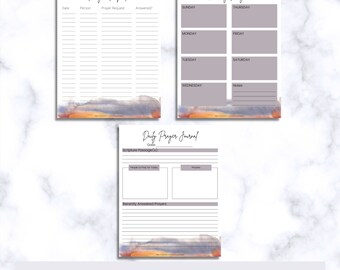 Printable Prayer Journal: Weekly Chart, Daily Log, Request List (PDF)